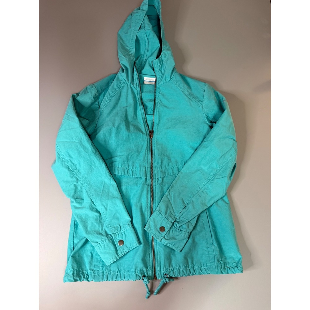 Columbia Sportswear Women Teal Turquoise Hooded Full Zip Jacket Vintage Small